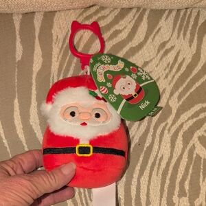 Squishmallows Festive Red and White Santa Keychain